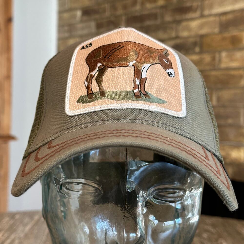 Goorin Bros The Farm The Ass Donkey Trucker Adjustable SnapBack Hat Cap Olive